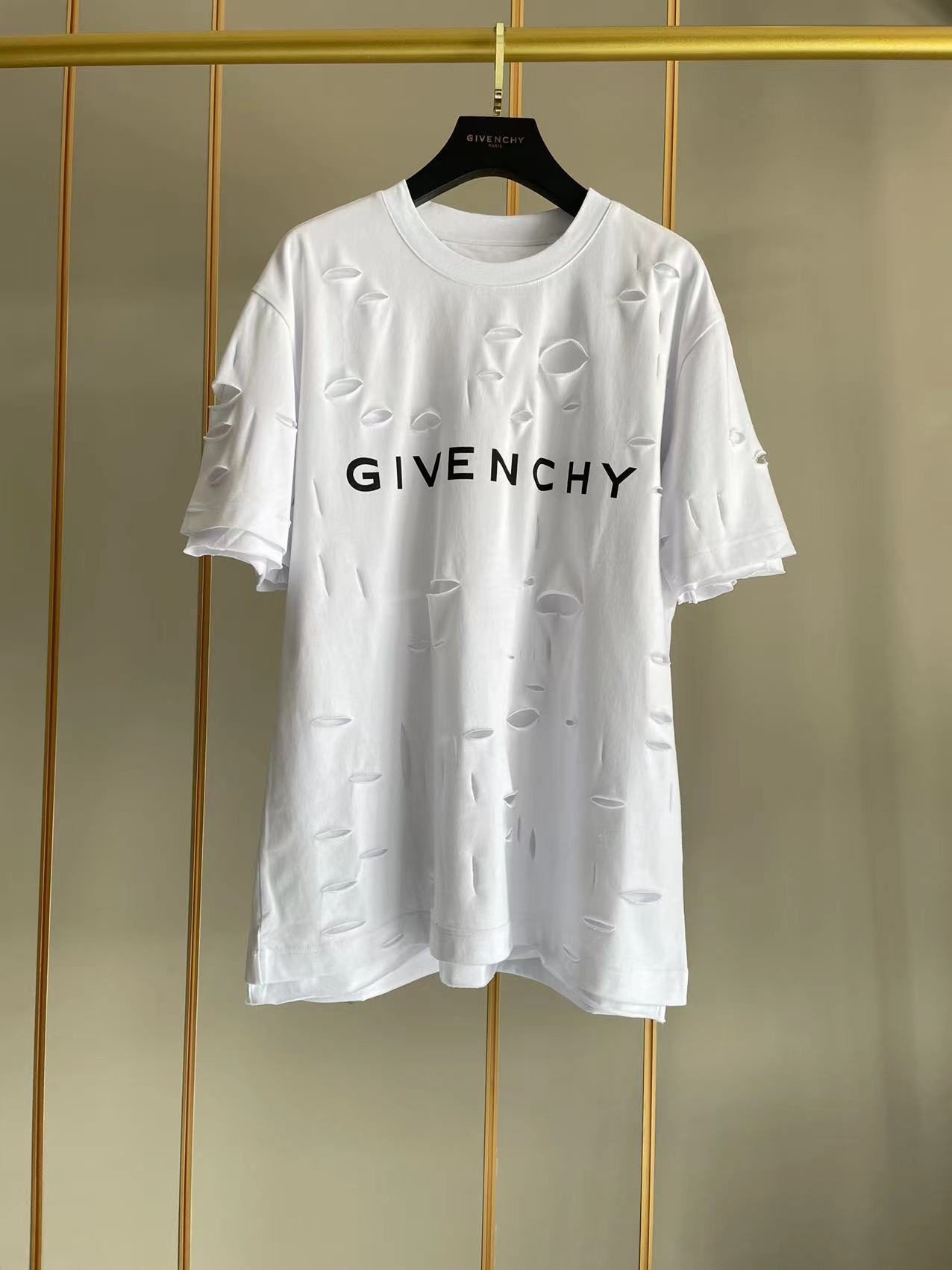 ジバンシィトップスコピ激安通販 純綿 Tシャツ 半袖 シンプル ダメージ加工のデザイン 5色可選 ホワイト_1
