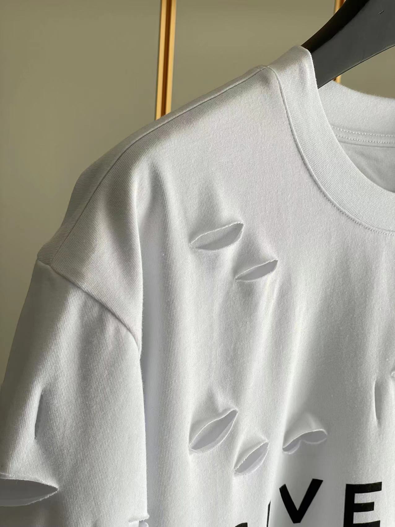 ジバンシィトップスコピ激安通販 純綿 Tシャツ 半袖 シンプル ダメージ加工のデザイン 5色可選 ホワイト_3
