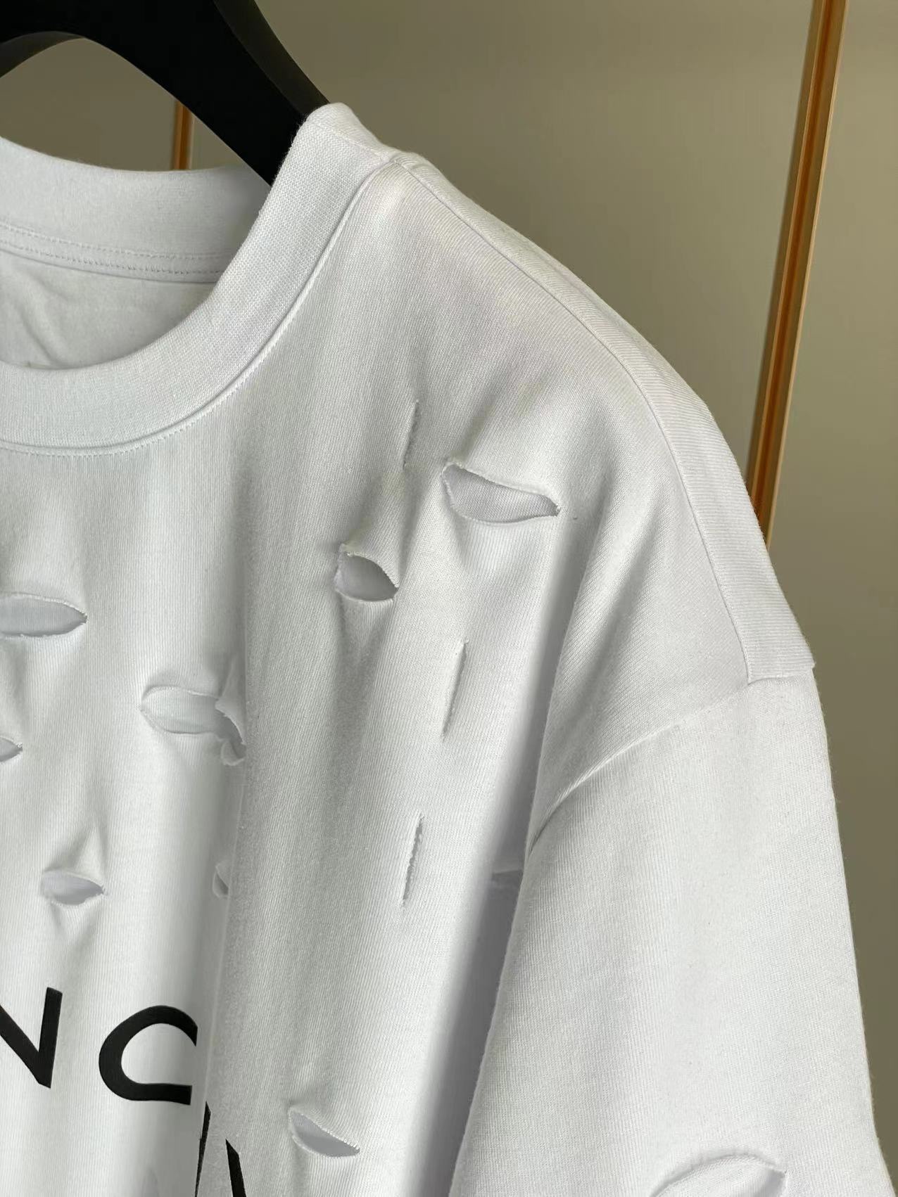 ジバンシィトップスコピ激安通販 純綿 Tシャツ 半袖 シンプル ダメージ加工のデザイン 5色可選 ホワイト_4