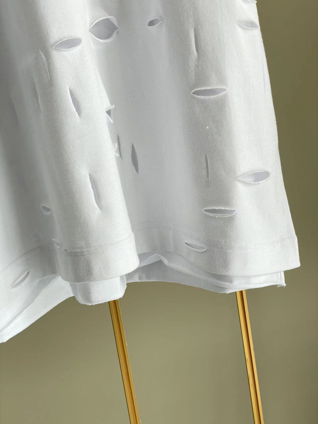 ジバンシィトップスコピ激安通販 純綿 Tシャツ 半袖 シンプル ダメージ加工のデザイン 5色可選 ホワイト_5