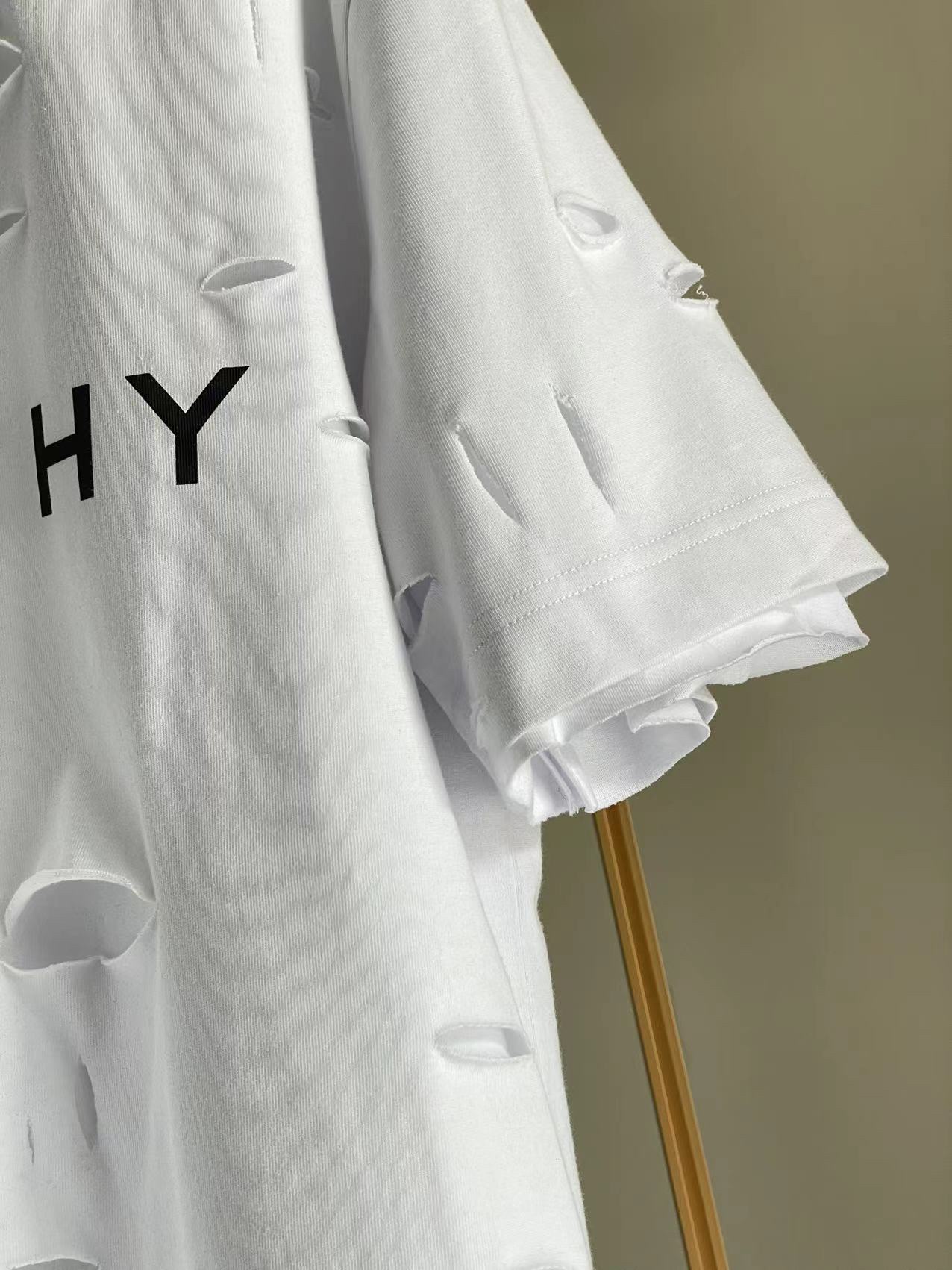 ジバンシィトップスコピ激安通販 純綿 Tシャツ 半袖 シンプル ダメージ加工のデザイン 5色可選 ホワイト_6
