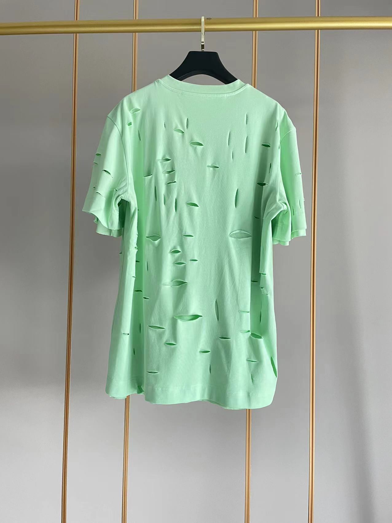 ジバンシィ トップス偽物 純綿 Tシャツ 半袖 シンプル ダメージ加工のデザイン 5色可選 グリーン_2