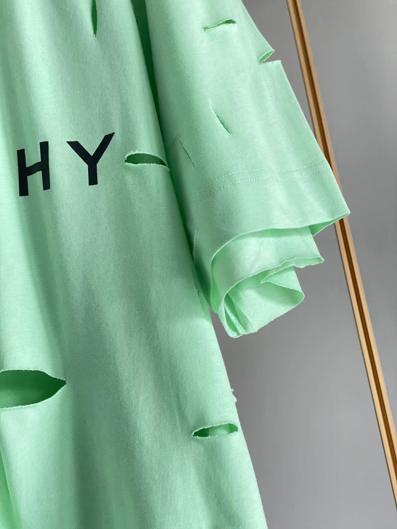 ジバンシィ トップス偽物 純綿 Tシャツ 半袖 シンプル ダメージ加工のデザイン 5色可選 グリーン_6