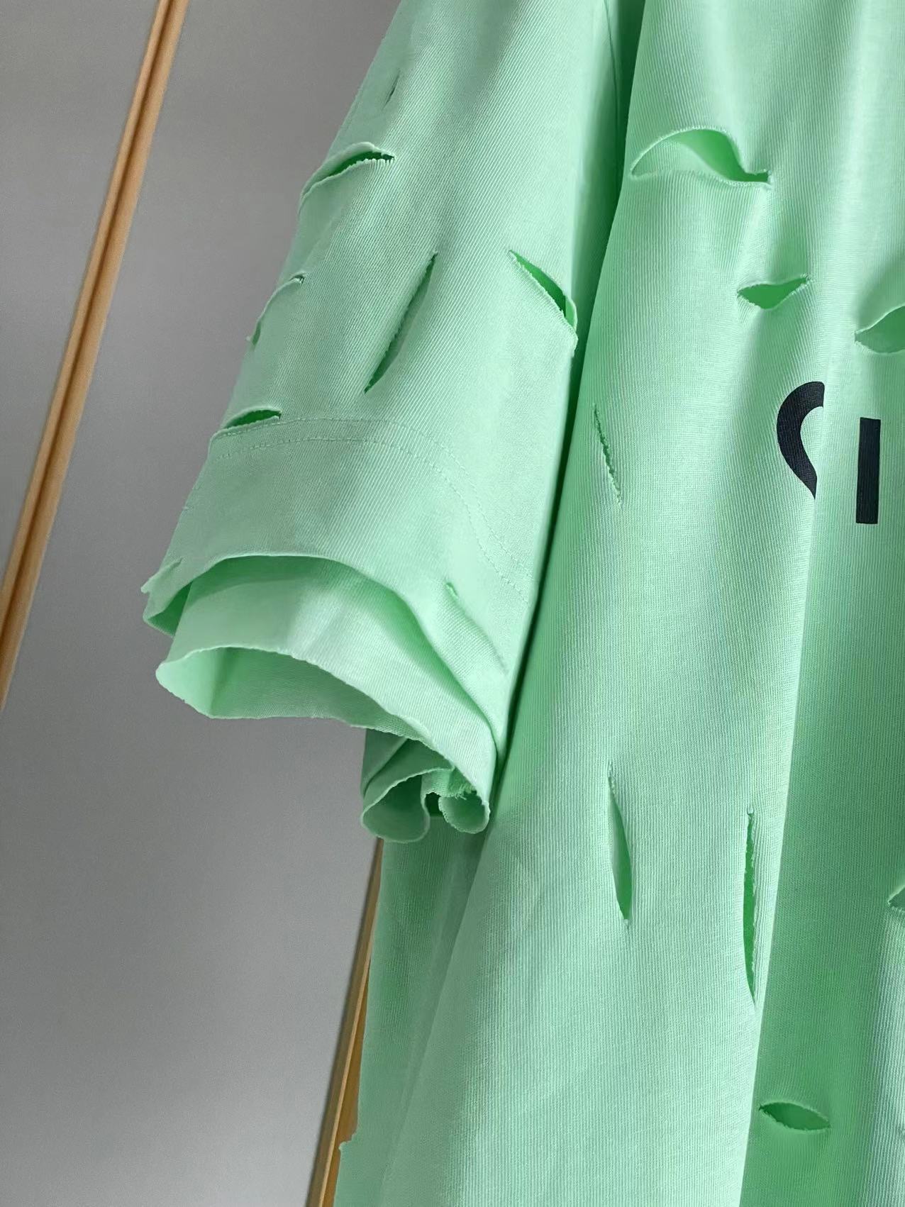 ジバンシィ トップス偽物 純綿 Tシャツ 半袖 シンプル ダメージ加工のデザイン 5色可選 グリーン_7
