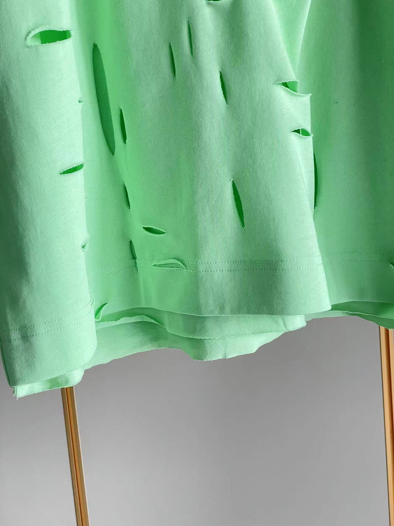 ジバンシィ トップス偽物 純綿 Tシャツ 半袖 シンプル ダメージ加工のデザイン 5色可選 グリーン_9
