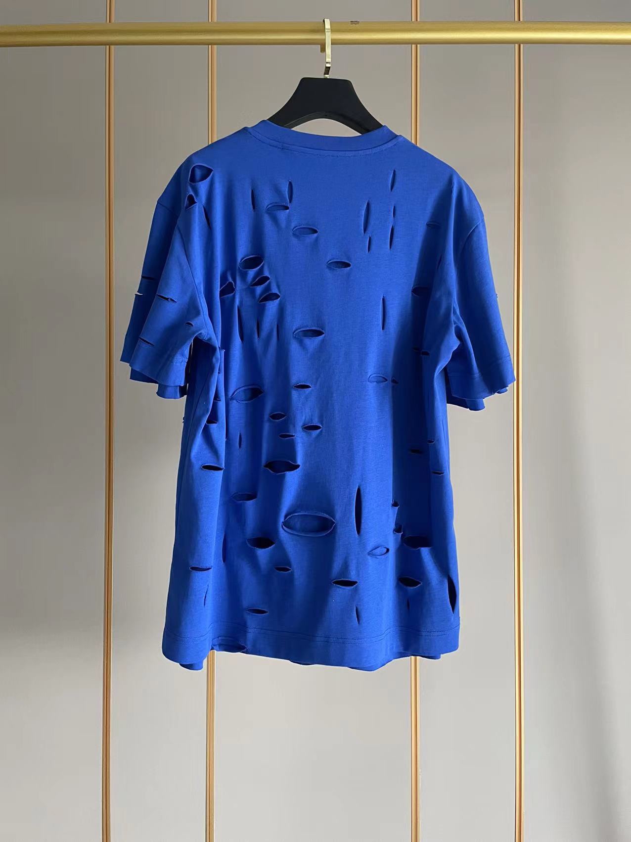 ジバンシートップススーパーコピー 純綿 Tシャツ 半袖 シンプル ダメージ加工のデザイン 5色可選 ブルー_2