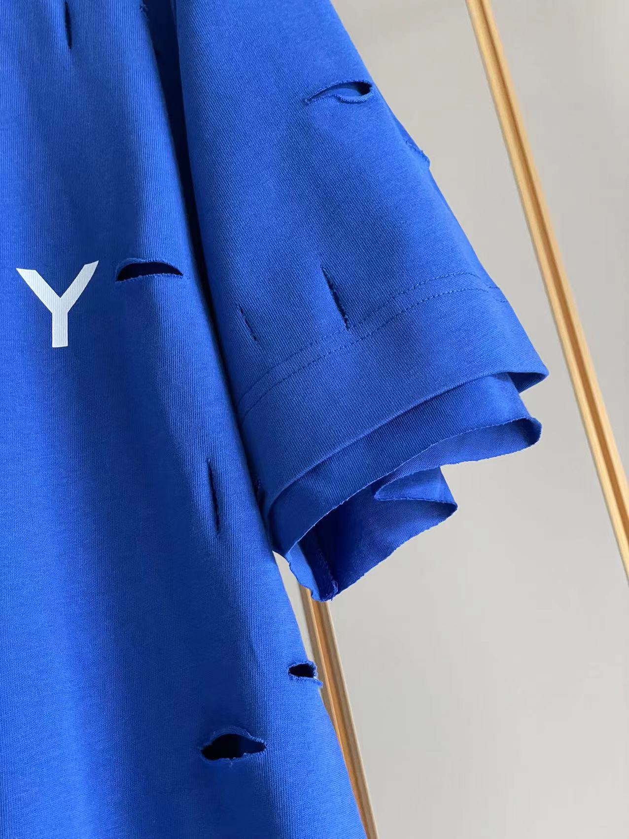 ジバンシートップススーパーコピー 純綿 Tシャツ 半袖 シンプル ダメージ加工のデザイン 5色可選 ブルー_4