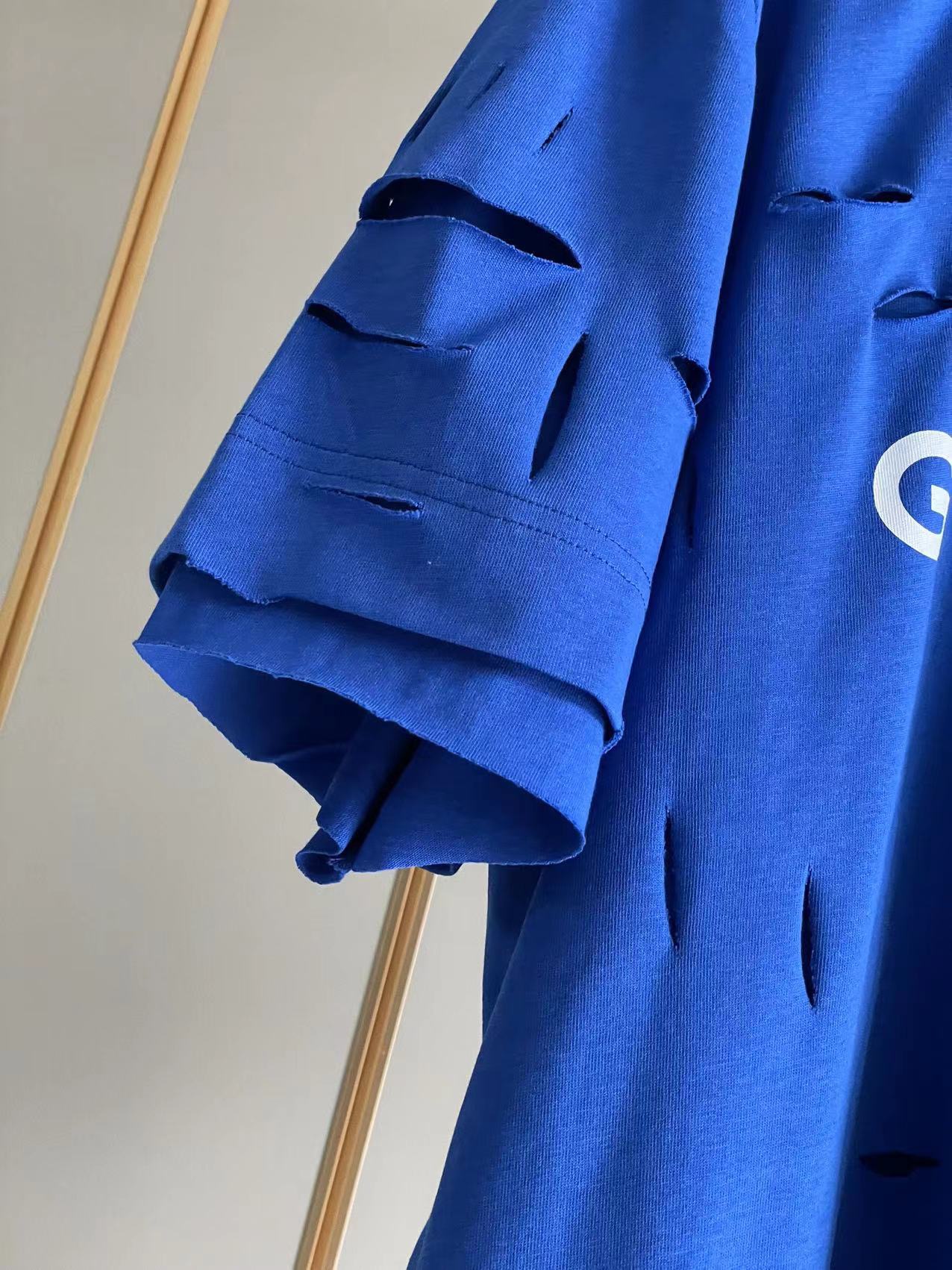 ジバンシートップススーパーコピー 純綿 Tシャツ 半袖 シンプル ダメージ加工のデザイン 5色可選 ブルー_7