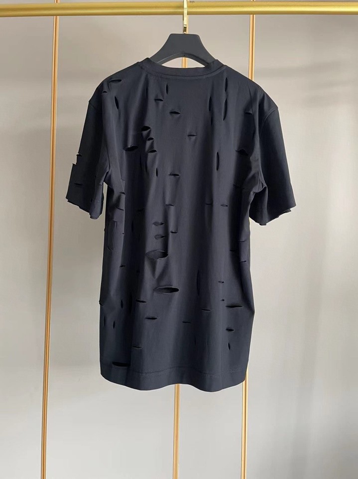 ジバンシィとはコピー 純綿 Tシャツ 半袖 トップス シンプル ダメージ加工のデザイン 5色可選 ブラック_2