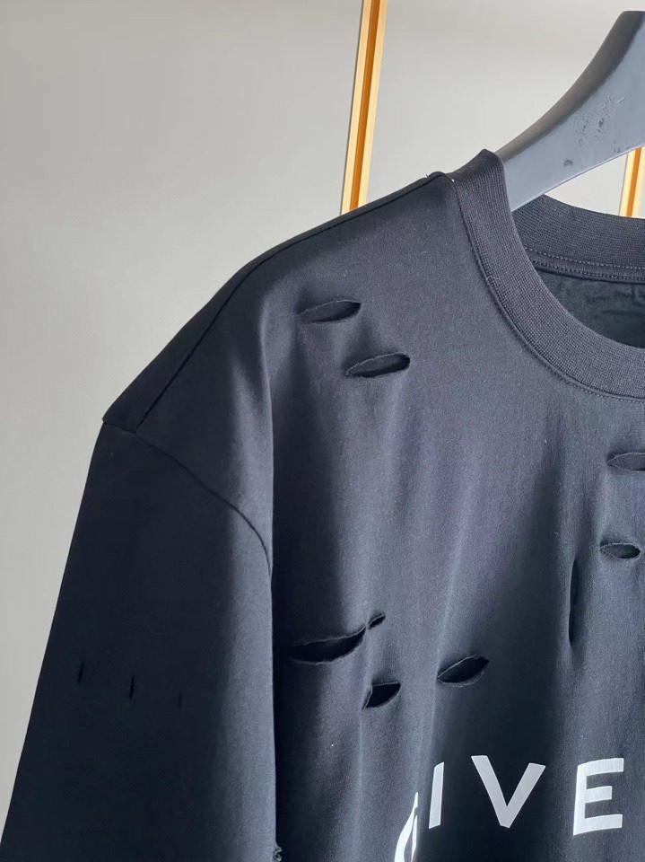 ジバンシィとはコピー 純綿 Tシャツ 半袖 トップス シンプル ダメージ加工のデザイン 5色可選 ブラック_5