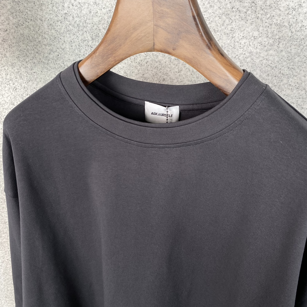 ASKYURSELF tシャツ uネック偽物 長袖 トップス 純綿 ゆったり 人気販売 ファッション 3色可選 グレイ_8
