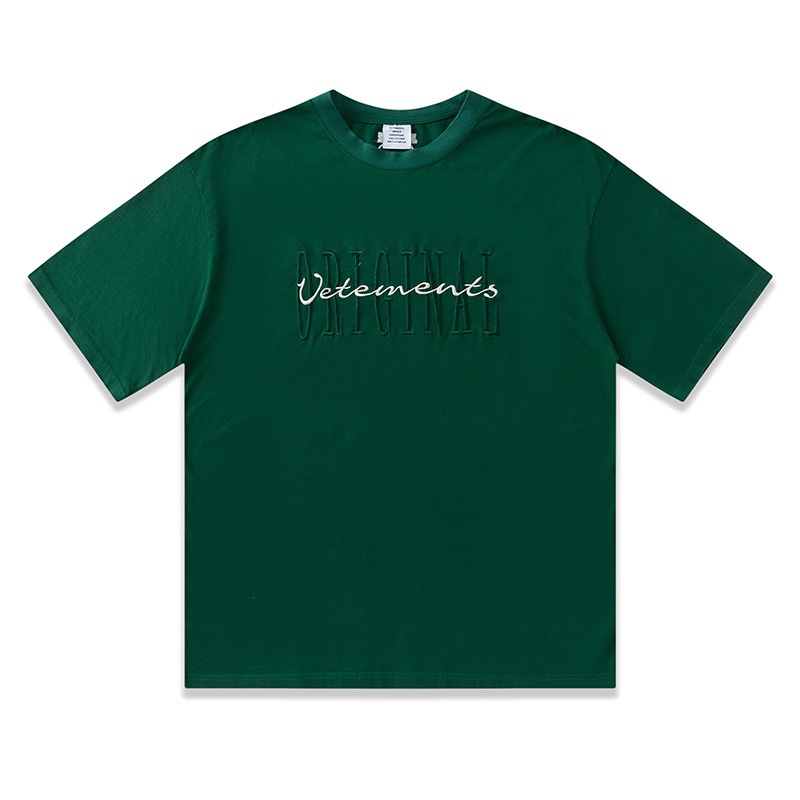 素敵な ヴェトモン tシャツ コーデ激安通販 純綿 トップス 短袖 シンプル 刺繍 ファッション グリーン_1