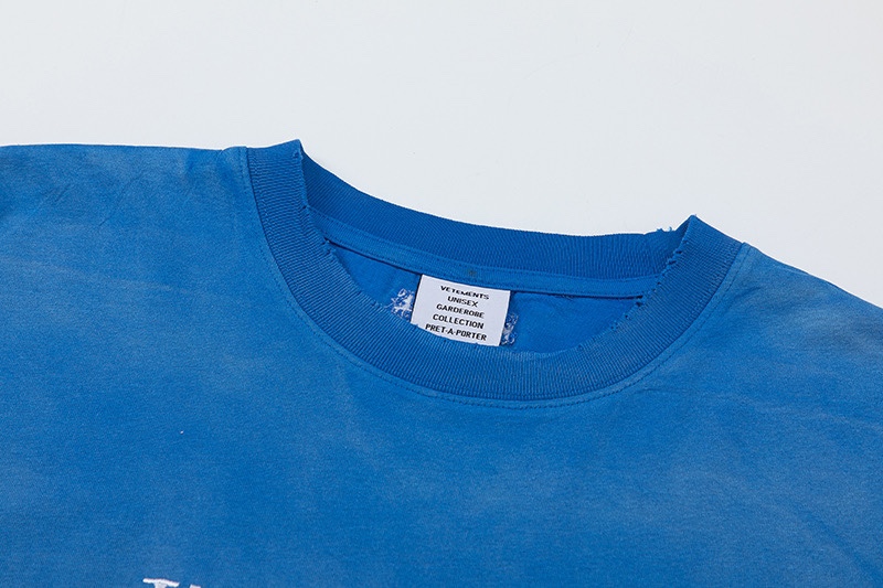 人気定番 ヴェトモンスウェットコピー 純綿 トップス 短袖 シンプル ファッション 3色可選 ブルー_3