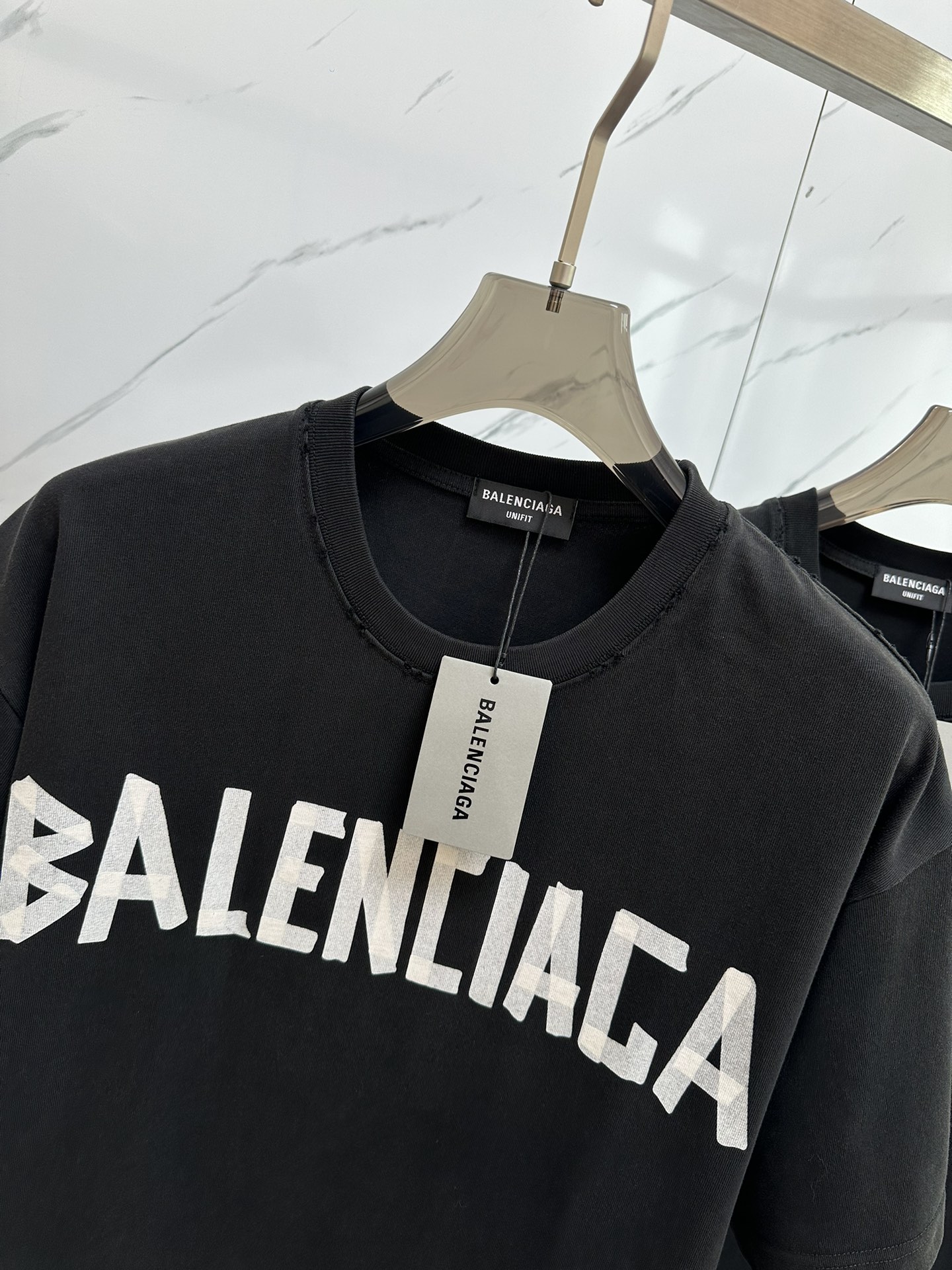 NEW夏の バレンシアガ 半袖tシャツコピー トップス 品質保証 プリント ゆったり 男女兼用 ファッション ブラック_2