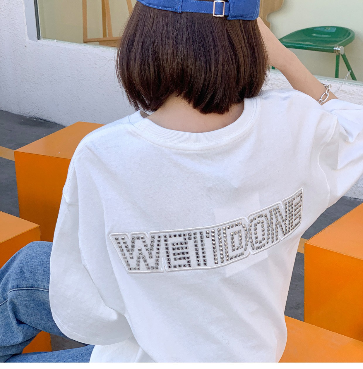 WE11DONE ウェルダン tシャツ偽物 トップス 純綿tシャツ リベットロゴ ファッション 品質保証 ホワイト_2