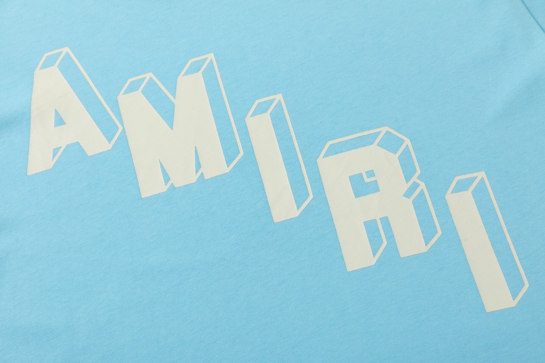 AMIRI 人気定番可愛い tシャツたたみコピー LOGOプリント 半袖 柔らかい 純綿 トップス ブルー_3