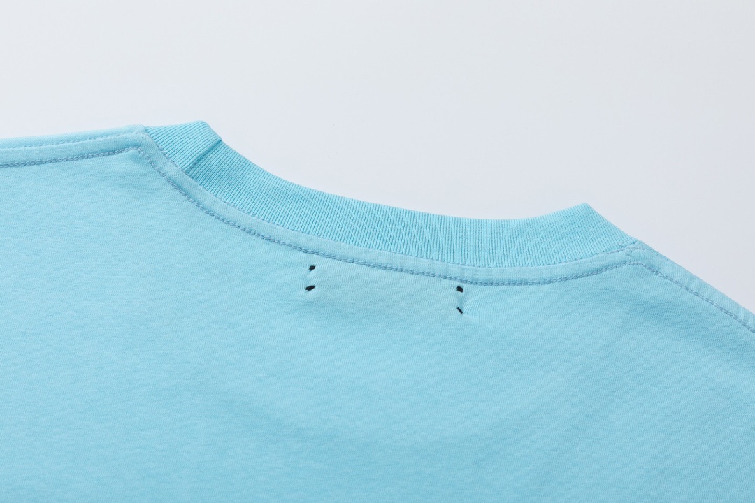 AMIRI 人気定番可愛い tシャツたたみコピー LOGOプリント 半袖 柔らかい 純綿 トップス ブルー_7