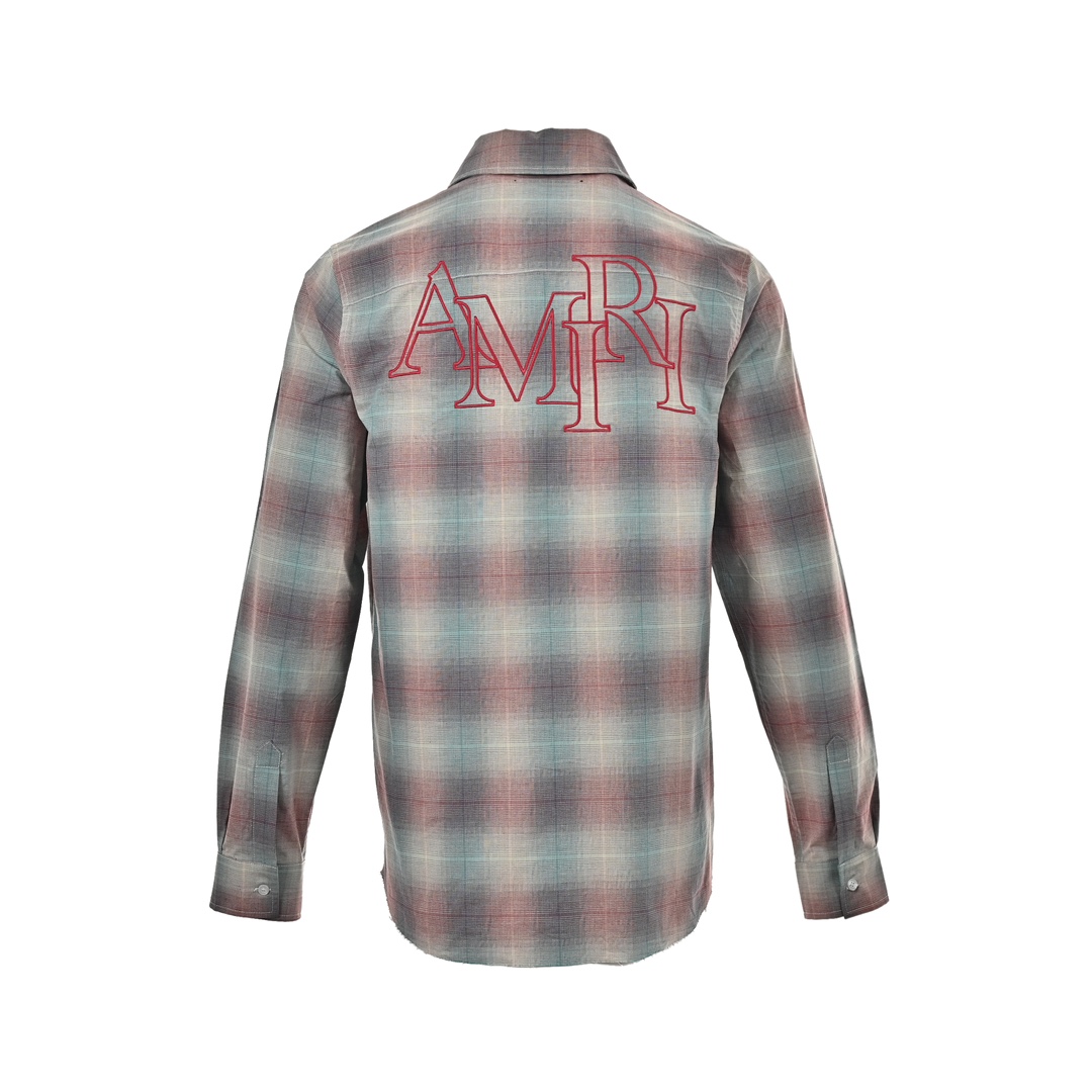 Amiri ラミーシャツとはスーパーコピー 柔らかい 格子模様 シャツ 純綿 シンプル トップス 男女兼用 レッド_3