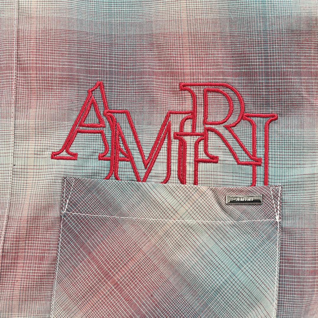 Amiri ラミーシャツとはスーパーコピー 柔らかい 格子模様 シャツ 純綿 シンプル トップス 男女兼用 レッド_6