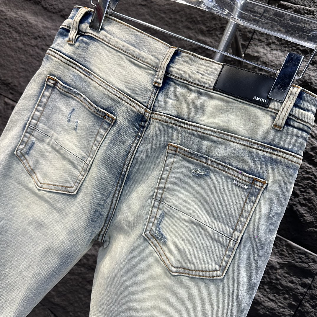 amiriジーンズスーパーコピー デニム ズボン 美脚 パンツ ダメージを施し 目立ち 柔らかい 快適 ファッション 薄いブルー_6