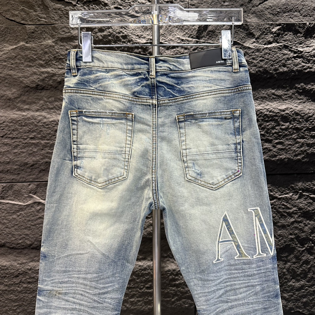 AMIRI ズボンのテカリスーパーコピー デニム 柔らかい ジンーズ パンツ シンプル ファッション 高級感 ブルー_5