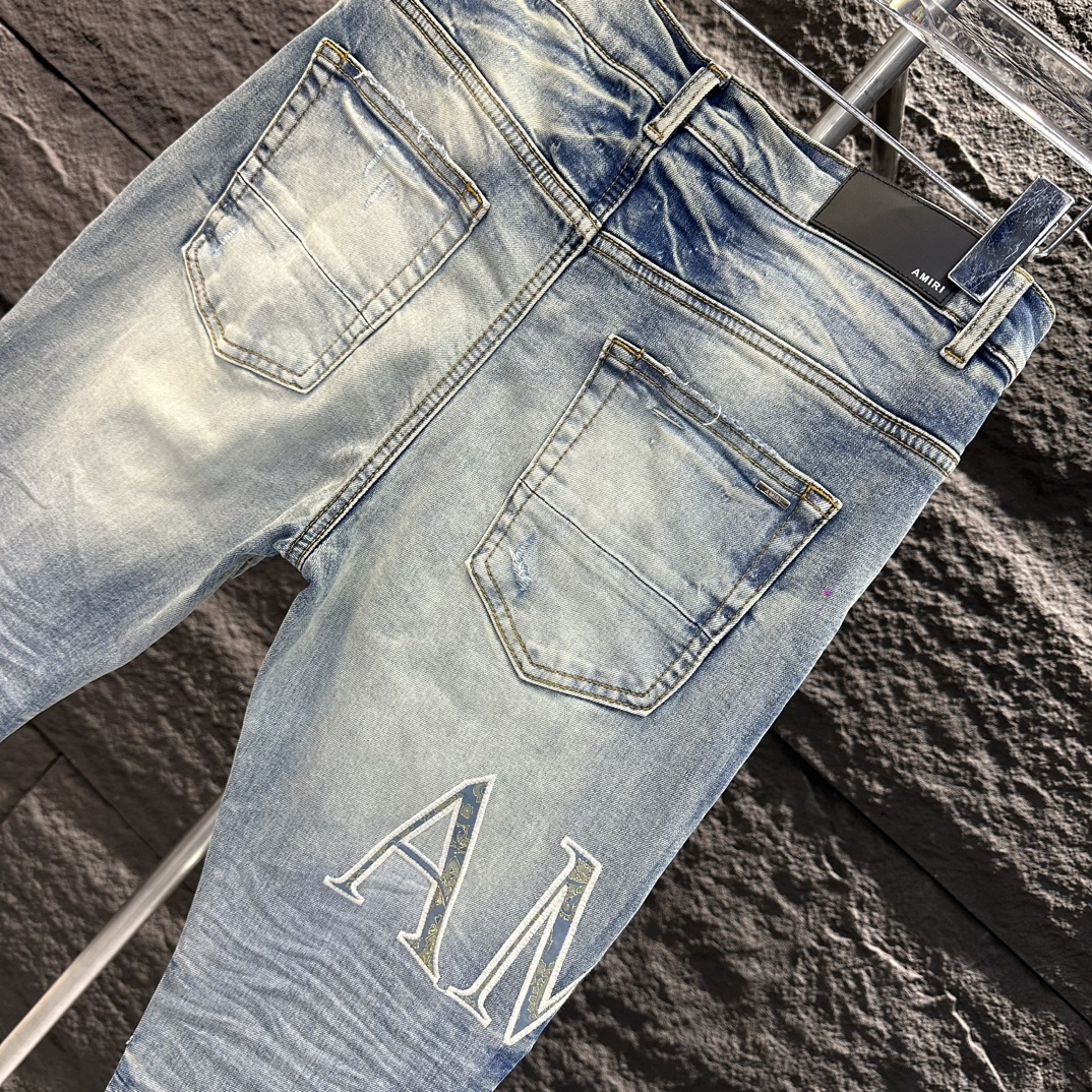 AMIRI ズボンのテカリスーパーコピー デニム 柔らかい ジンーズ パンツ シンプル ファッション 高級感 ブルー_6