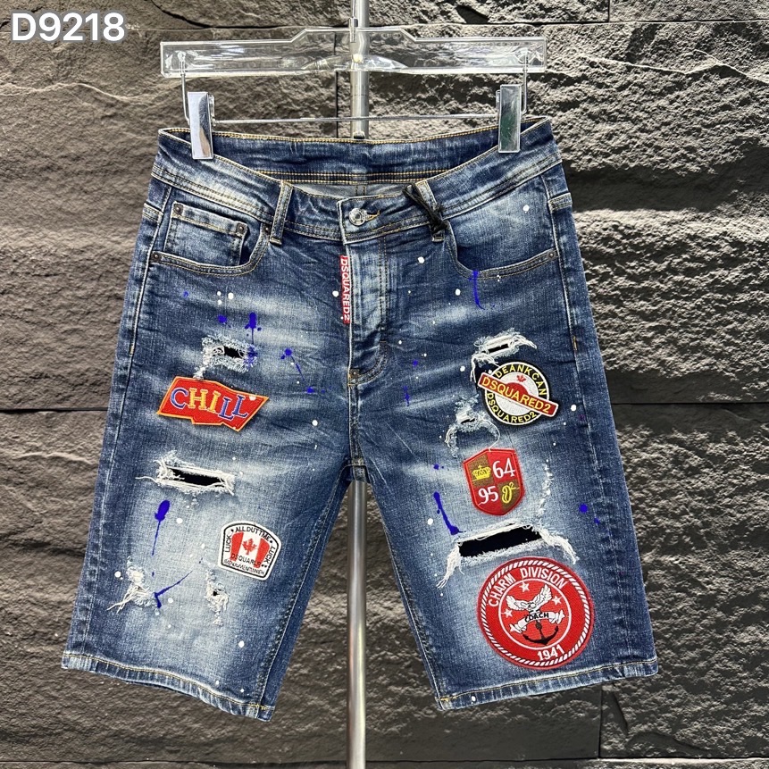 DSQUARED2 ズボン短い偽物 ショットパンツ ロゴ デニム素材 夏新作 カジュアルパンツ ファッション ブルー_1