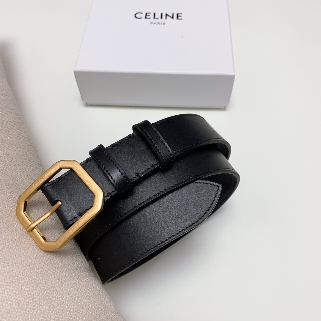 celine ベルトＮ級品 ビジネス 通勤 牛革 シンプル 幅3.5㎝ 人気品 ファッション 長さ調整可能 ブラック_2