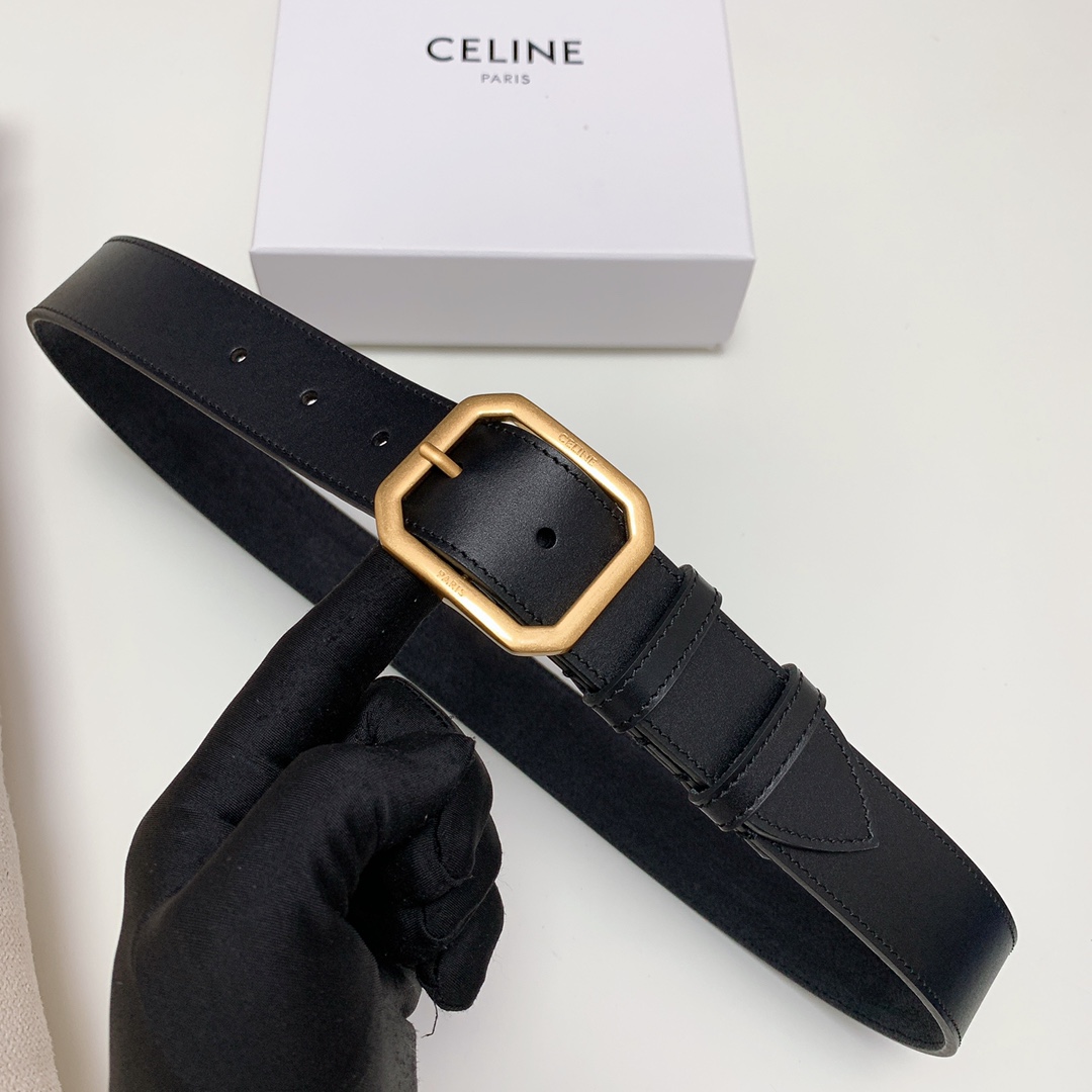 celine ベルトＮ級品 ビジネス 通勤 牛革 シンプル 幅3.5㎝ 人気品 ファッション 長さ調整可能 ブラック_5