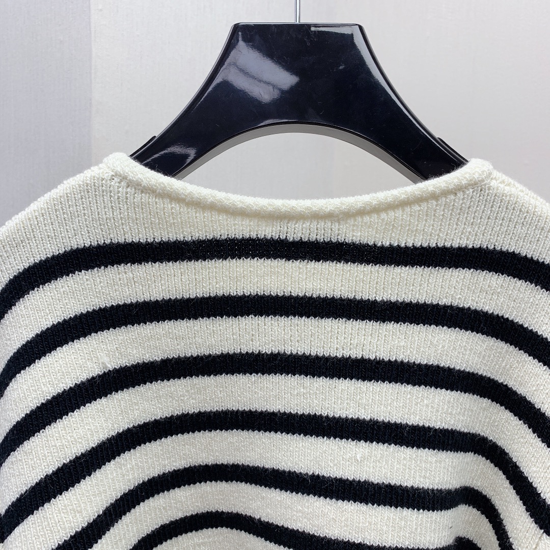 セリーヌ セーター偽物 暖かい ニット 長袖 トップス 縞模様 シンプル 人気新作 ファッション ブラック_8