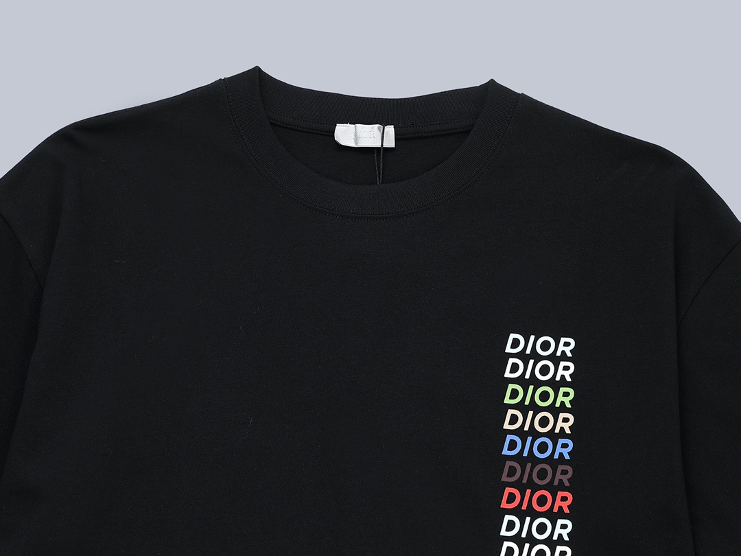 限定販売 最高品質 dior atelier tシャツスーパーコピー 短袖 トップス 純綿 ゆったり プリント 男女兼用 ブラック_3
