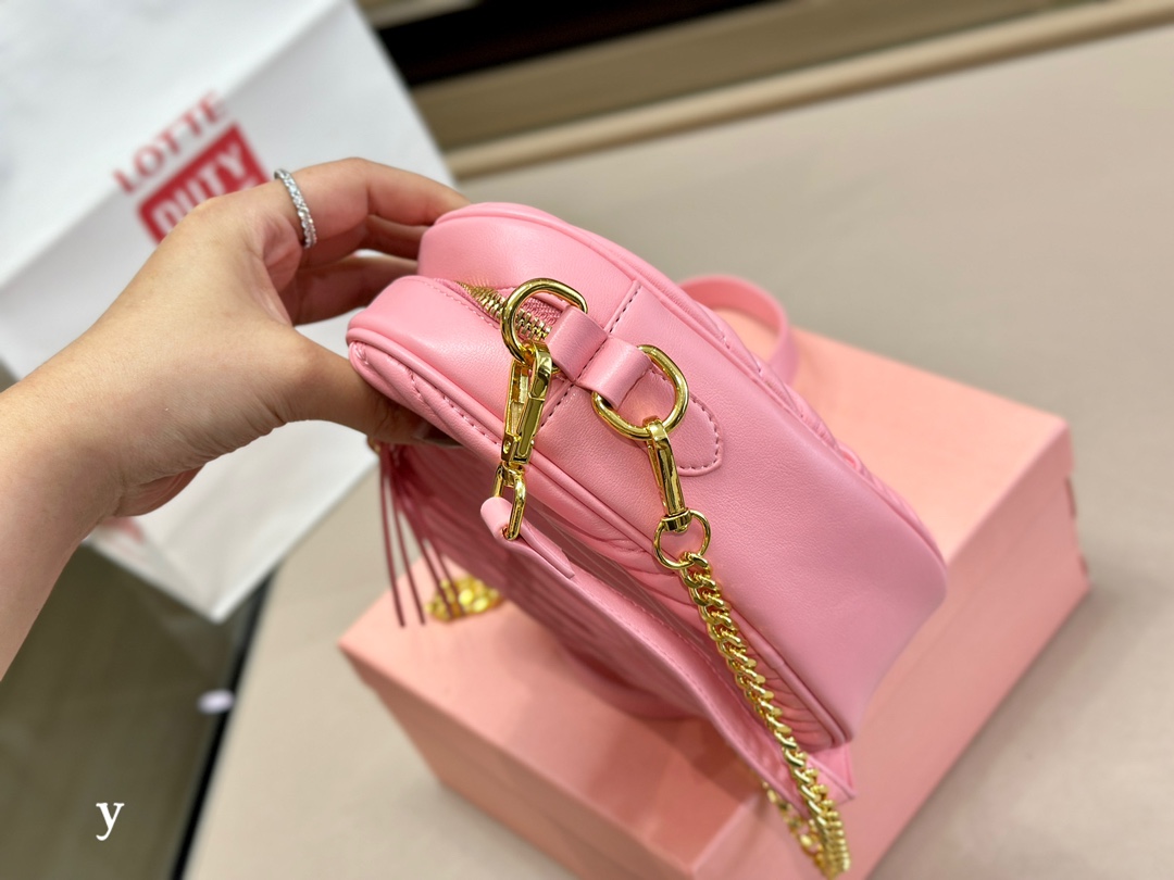 miumiu ナッパ クリスタルスーパーコピー ファッション ハット形 レディース 可愛いバッグ 柔らかい ピンク_5