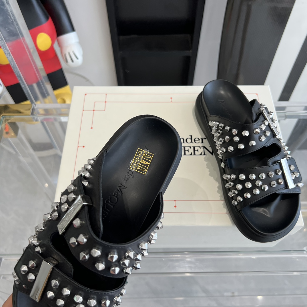 McQueen アレキサンダーマックイーン靴Ｎ級品 サンダル スリッパ シンプル 夏シューズ ブラック_5