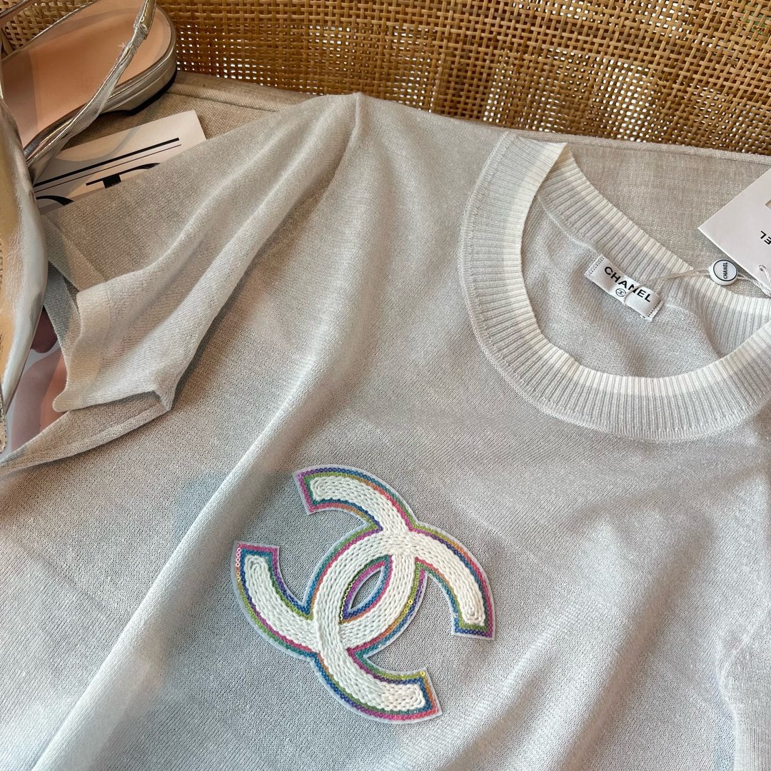 [新季度]chanel ロゴ t シャツ激安通販 半袖 トップス  純綿 柔らかい ロゴ刺繍 ファッション グレイ_5