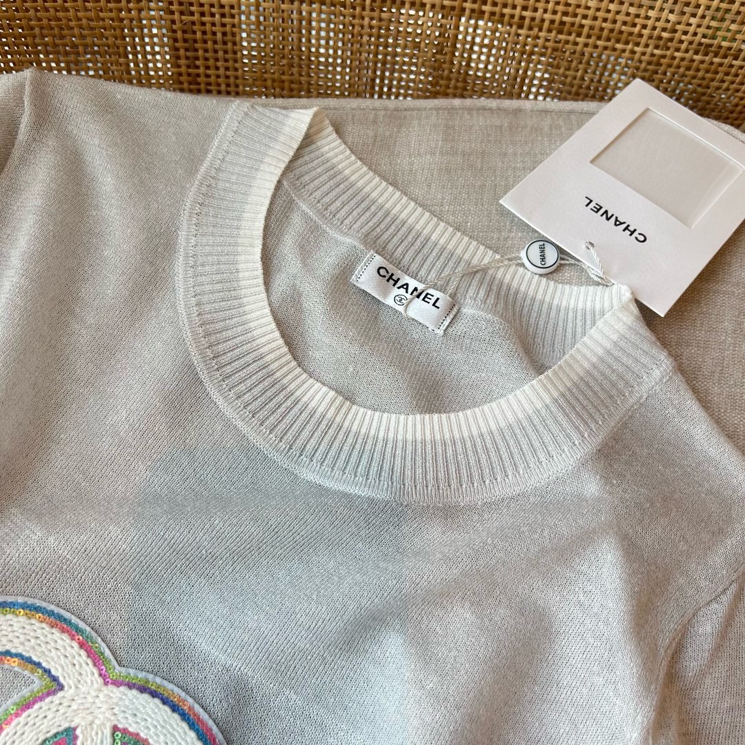 [新季度]chanel ロゴ t シャツ激安通販 半袖 トップス  純綿 柔らかい ロゴ刺繍 ファッション グレイ_6
