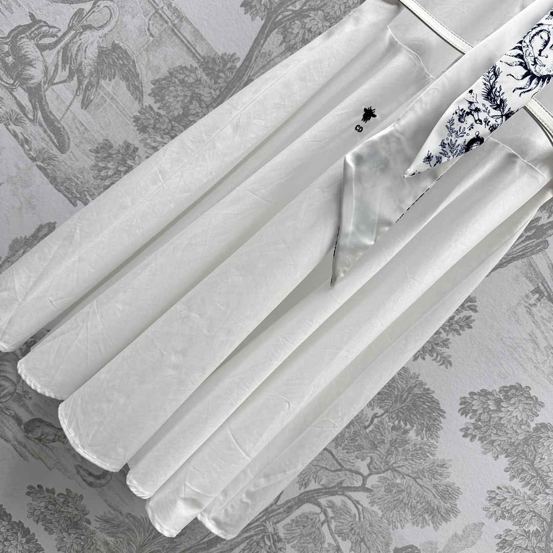 ディオールワンピースＮ級品 スカート 無袖 シルク 軽量 通気性いい 柔らかい レディース シンプル ホワイト_6