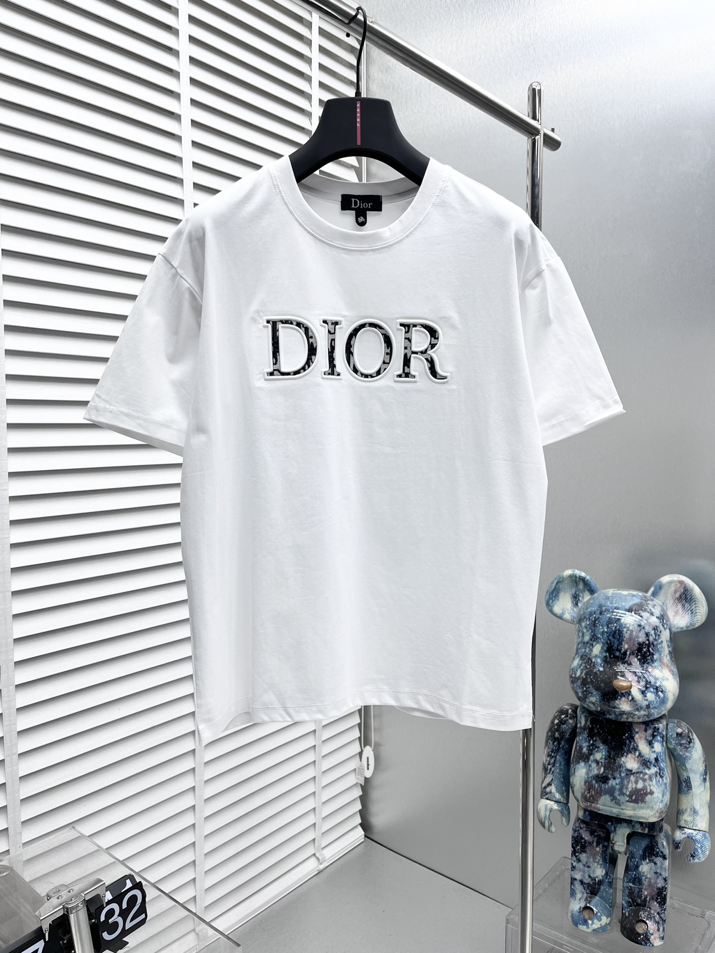 dior ミディシャツドレスコピー シンプル 半袖 トップス 純綿 ファッション ロゴプリント 柔らかい ホワイト_1