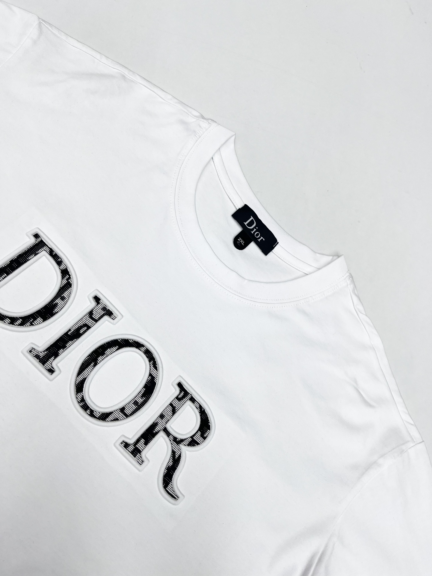 dior ミディシャツドレスコピー シンプル 半袖 トップス 純綿 ファッション ロゴプリント 柔らかい ホワイト_3